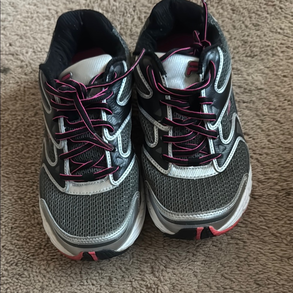 Fila Gray and Pink Athletic Shoes for Performance